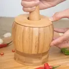 Natural Bamboo Spices Garlic Crusher Manual Mashed Garlic Grinder Spices