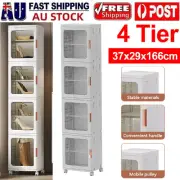 Folding 37cm Storage Cabinet Shelf 4 Tier with Wheels Gift