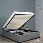 Premium Double Size Gas Lift Bed Frame Base With Storage Platform Fabric Grey