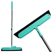 [NYCHKA] Floor Sweeper for Cleaning - Long Handled Scrub Brush for Shower Cleaner Brush Window Wiper Telescopic Duster Glass Wiper Floor Scrub Brush Squeegee Broom Sweeper Swivel Sweeper (Color Green)