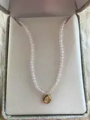 SUNDANCE CATALOG Rose Quartz & Multi Diamond 14kt Gold Necklace *NEW*