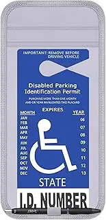 lofrcin Handicap Placard Holder for Auto, 1 PCS Gray Visor Placard Holder, Handicap Placard Holder with Pen Holder, Handicap Placard Holder for Auto Visor with Note Paper Slot and Elastic Strap