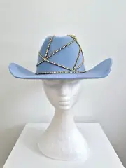 Miss Rhinestone Cowgirl. Powder blue wool felt cowboy hat with rhinestones