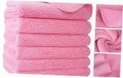 Premium Lint Free Microfiber Washcloth Face Towel, 13 x 13 in, Set of 6 () Pink