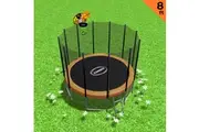 8ft Round Spring Trampoline Free Safety Outer Net pad mat ladder shoe Tidy Basketball Orange