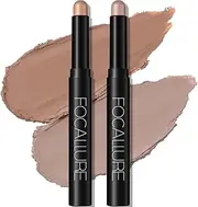 FOCALLURE 2 Pcs Matte Cream Eyeshadow Stick,Brightener Eyeshadow Pencil Crayon,Highlighter Eye Shadow Stick Sets with Crease-proof Formula,Long Lasting Waterproof Eye Shadow Make Up,Smoky Brown