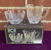 CRYSTAL SUGAR BOWL & CREAM JUG SET - RCR, c1960’s - Unused, Original Box