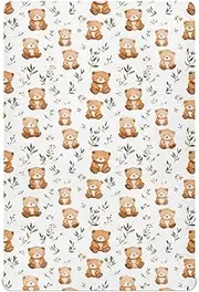 Crib Fitted Sheet for Baby Boys or Girls Soft Breathable Comfortable Nursery Bed Sheet for Standard Size Crib Mattress 52x28in Cartoon Cute Bear