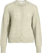 VILA Women's Vipretty O-Neck Pointelle Cardigan, deep Depths, XL