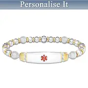 Medical Alert Beaded Bracelet With Personalised Engraving