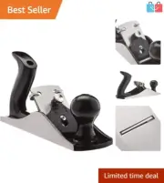 Cast Iron Adjustable Hand Plane for Woodworking - 2-Inch Steel Blade, Grey/Black