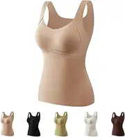 [VALHMKT] Thick warm tank top with shelf bra, high elastic sleeveless camisoles, casual camisole base layer for women