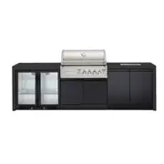 Crossray Stainless Steel Gas BBQ 4B Outdoor Kitchen w/ Dbl Fridge/Sink V22 Black