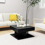Modern Black Coffee Table 57x57x30 cm, Engineered Wood - Perfect for Living Room, Decorative Furniture with Storage Spaces, Simple Style for Home Decor