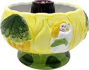 Amehla Scorpion Bowl, 32-ounce Fishbowl Tiki Mug, Hand-Painted Ceramic Island-themed Rum Punch Cocktail Glass with Flaming Volcano Lava Centerpiece