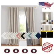 Sophisticated 100% Blackout Curtains - 2 Panels in Natural Linen for All Seasons