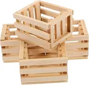 LALAFINA 4pcs Scale Wooden Crate Storage Versatile Miniature Garden Accessories for Wine Fruit Compact Micro Landscape Decor for Fairy Garden