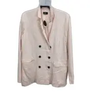 NEW Dotti Linen Blend Fully Lined Pink Button Up Blazer Jacket Ladies Size 12