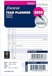 Filofax - Refill 2025 - Classic Vertical Year Planner Fold Out - Pocket