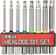 SK11 BS-22N Torx Screw Bit Set of 8, 2.6 inches (65 mm), Hex Shaft, 0.25 inches (6.35 mm)