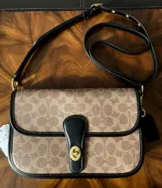 Coach Originals 1985 Design Signature & Leather Turnlock Tab Messenger Crossbody