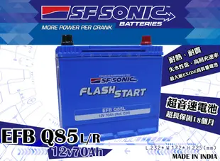 全動力-SF SONIC EFB Q85L Q85R (12V70Ah)進口電池 CX3 CX5 馬3適用 藍盾 藍霸