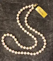 New Vintage Rare Napier Single Strand White and Pink Faux Pearl Necklace