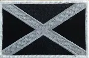 Scotland Flag Patch W/ VELCRO® Brand Fastener St Andrew's Cross Black & Gray 02