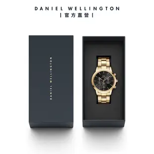 【Daniel Wellington】DW 手錶 Iconic Chronograph 42ｍｍ香檳金三眼精鋼錶黑錶盤