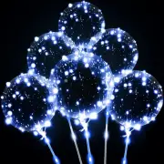 Light up led balloons cold white balloons, clear balloons with sticks 10 set led