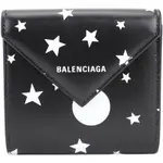 BALENCIAGA 星星圓點小牛皮三折短夾(黑色)