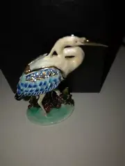 Blue Heron Trinket Box by Keren Kopal with Austrian Crystal
