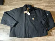 Vtg Carhartt Detroit Canvas Zip Jacket J001 Black Blanket Lined USA Mens XXL Nwt