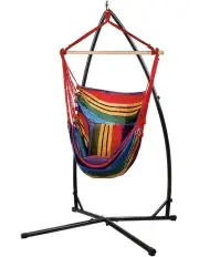 [Gardeon] Hammock Camping Hanging Chair With Steel Stand in Rainbow