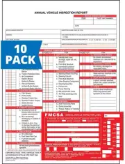 Annual Vehicle Inspection Report Form 10-pk. (Snap-Out Format, 3-Ply Carbonless,