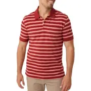 Brilliant Basics Men's Striped Polo - Burgundy - Size Large
