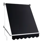 Retractable Fixed Pivot Arm Window Awning Patio Garden Blinds 2.4m x 2.1m Black
