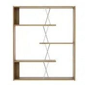 Design Square Eloise Modern Scandinavian 4-Tier Bookcase Display Shelf - Oak
