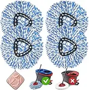 MXZONE 4 Pack Spin Mop Head Replacement for EasyWring RinseClean, Replace Head for 2 Tank System Bucket, Microfiber, Blue