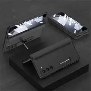 Shockproof Matte Leather Case for Samsung Galaxy Z Fold 5 Fold5 Magnetic Hinge Protective Stand Hard Cover with Outer Glass Film,Color 8,for Galaxy Z Fold5