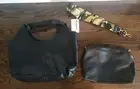 NWT AHDORNED BLACK VEGAN HOBO TOTE BAG 2 in 1 GOLD CAMO GLITTER CROSSBODY STRAP