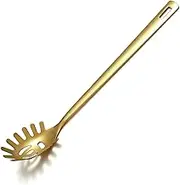Berglander Gold Spaghetti Spoon, Pasta Server With Titanium Gold Plating, Stainless Steel Spaghetti Server For Cooking, Pasta Fork, Noddle Fork, Dishwasher Safe, Easy to Clean