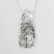 Alpaca Huacaya Swoosh Tush Pendant - Sterling Silver Handmade - Limited Edition