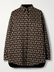 [Valentino Garavani] Valentino Garavani - Reversible Wool And Silk-blend Felt-jacquard Jacket - Brown - IT40 IT 40 Brown