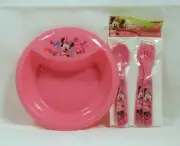 Mealtime Set DISNEY MINNIE MOUSE Pink Bowl Flatware S2