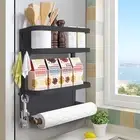 Fridge Spice Rack, Magnetic Shelf with Paper Towel Holder Single Tier Kitchen Re