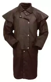 New! Full length Waterproof OILSKIN WESTERN DUSTER COAT Brown or Black 5 SIZES!