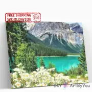Paint By Numbers Kit Mountain Scenery Canvas Framed Painting Kids Wall Beginner