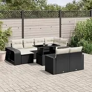 11 Piece Black Poly Rattan Garden Sofa Set with Cushions - Outdoor Furniture Including Table and Chairs, Durable Patio Conversation Set, Ideal for Garden, Porch, Balcony, Bistro