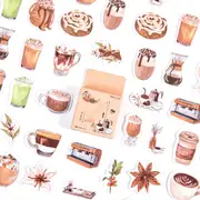 46 Pcs Kawaii Washi Paper Sticker Set Diy Art Craft Adhesive Stickers Coffee Drink Bread Decorative Label For Scrapbooking Album